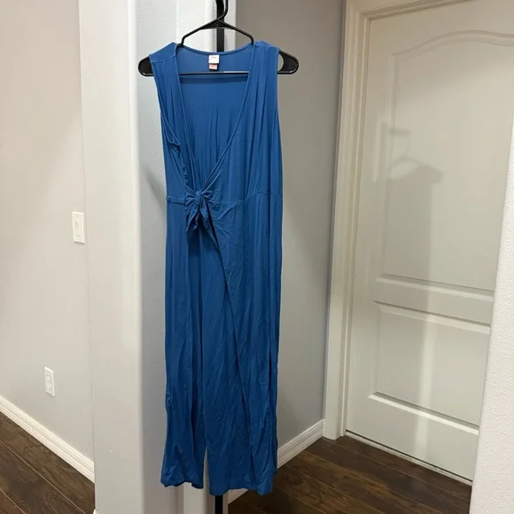 NOM Maternity Jumpsuit Womens Size Small Blue Sleeveless Wrap Wide Leg Francesca - Picture 2 of 6